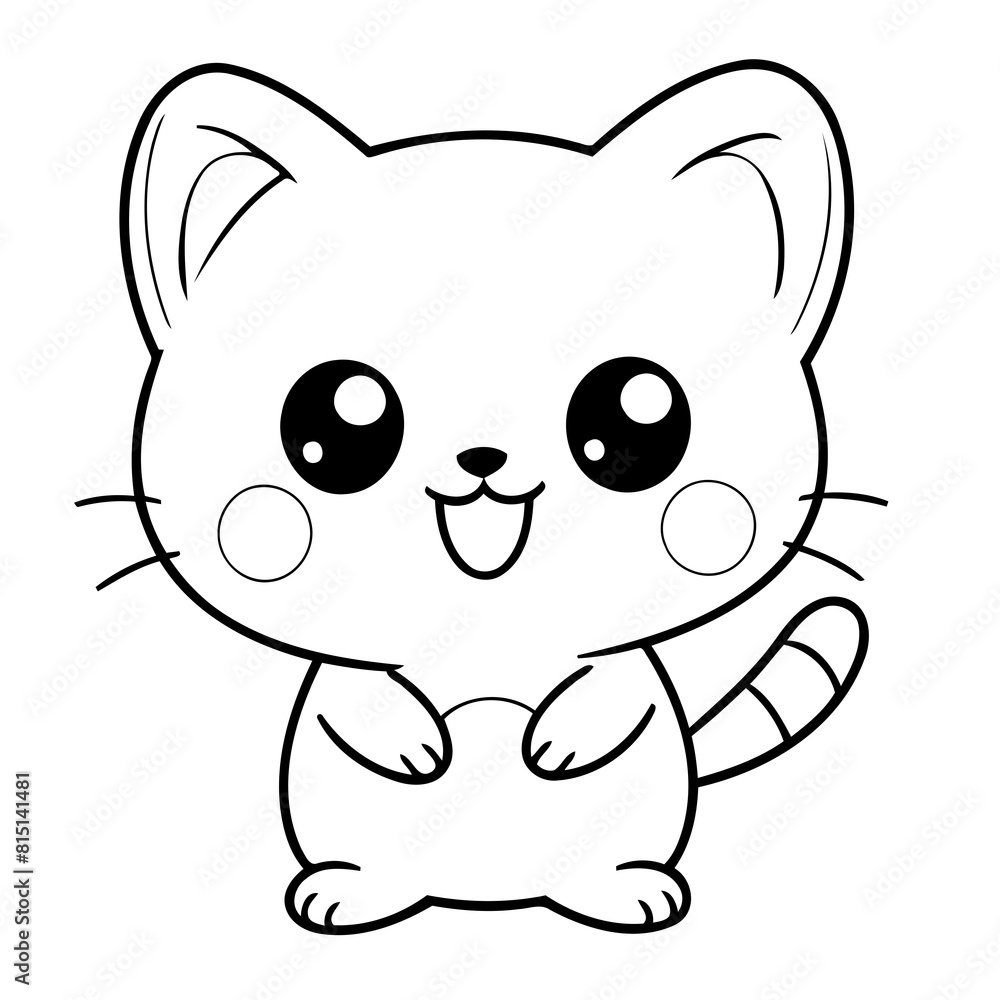 Simple vector illustration of Kawaii for toddlers colouring page Simple vector illustration of Kawaii for toddlers colouring page