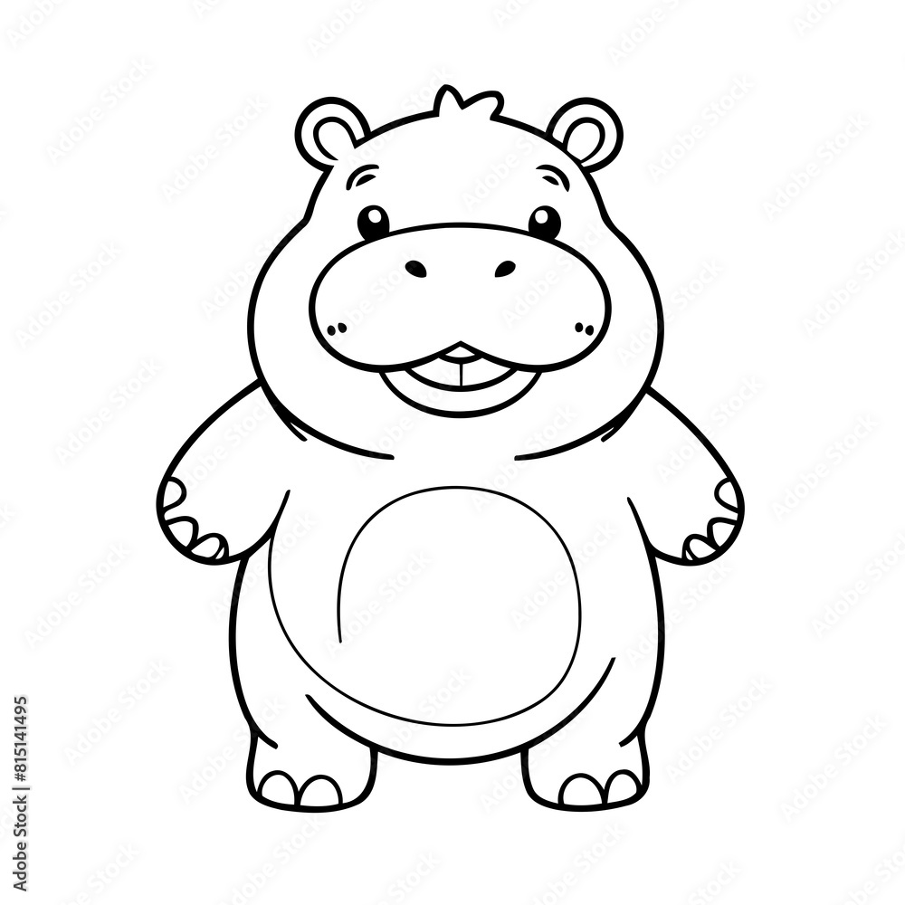 Simple vector illustration of Hippo drawing for toddlers book Simple vector illustration of Hippo drawing for toddlers book