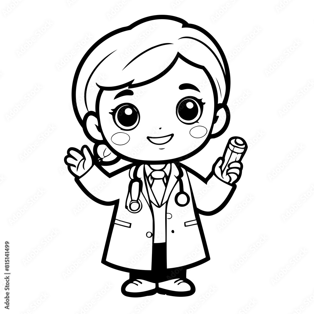 Simple vector illustration of Doctor doodle for toddlers worksheet Simple vector illustration of Doctor doodle for toddlers worksheet