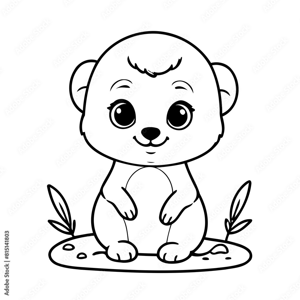 Cute vector illustration Meerkat drawing for kids colouring activity Cute vector illustration Meerkat drawing for kids colouring activity