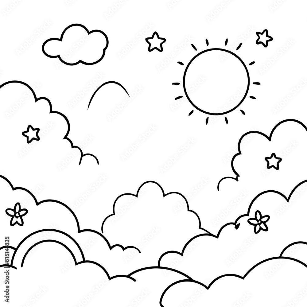 Vector illustration of a cute Sky drawing for children page Vector illustration of a cute Sky drawing for children page