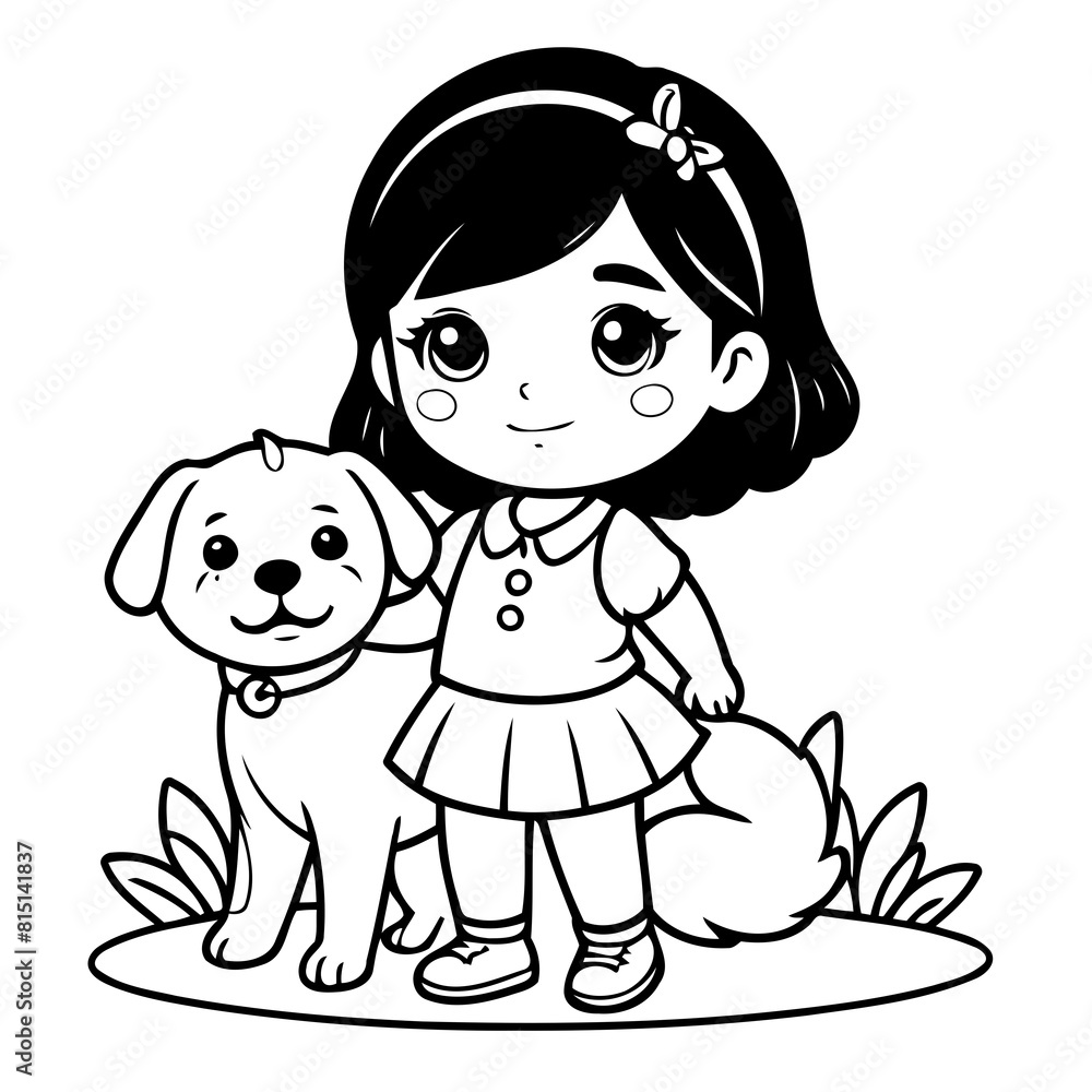 Simple vector illustration of Girl doodle for toddlers worksheet Simple vector illustration of Girl doodle for toddlers worksheet