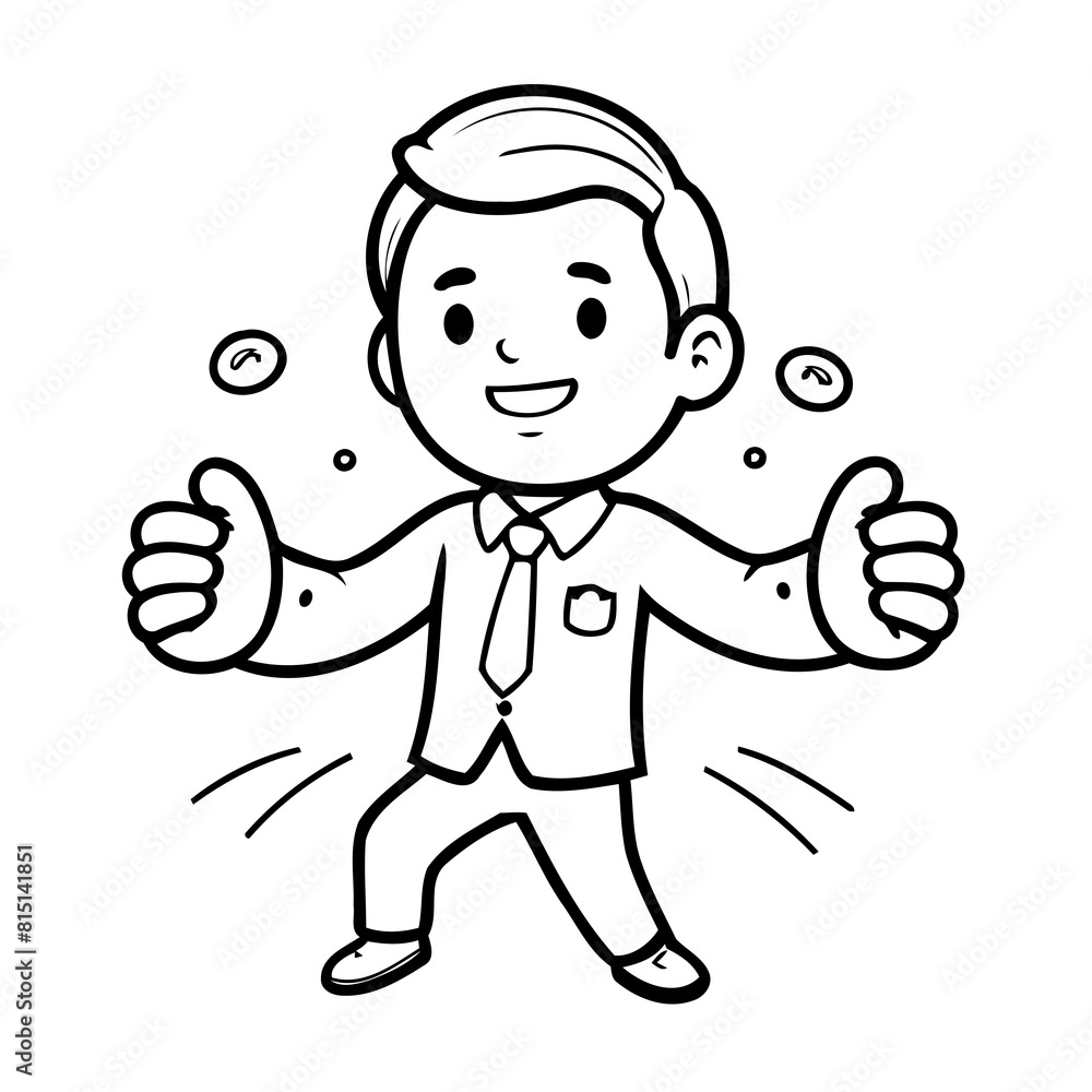 Cute vector illustration Man drawing colouring activity