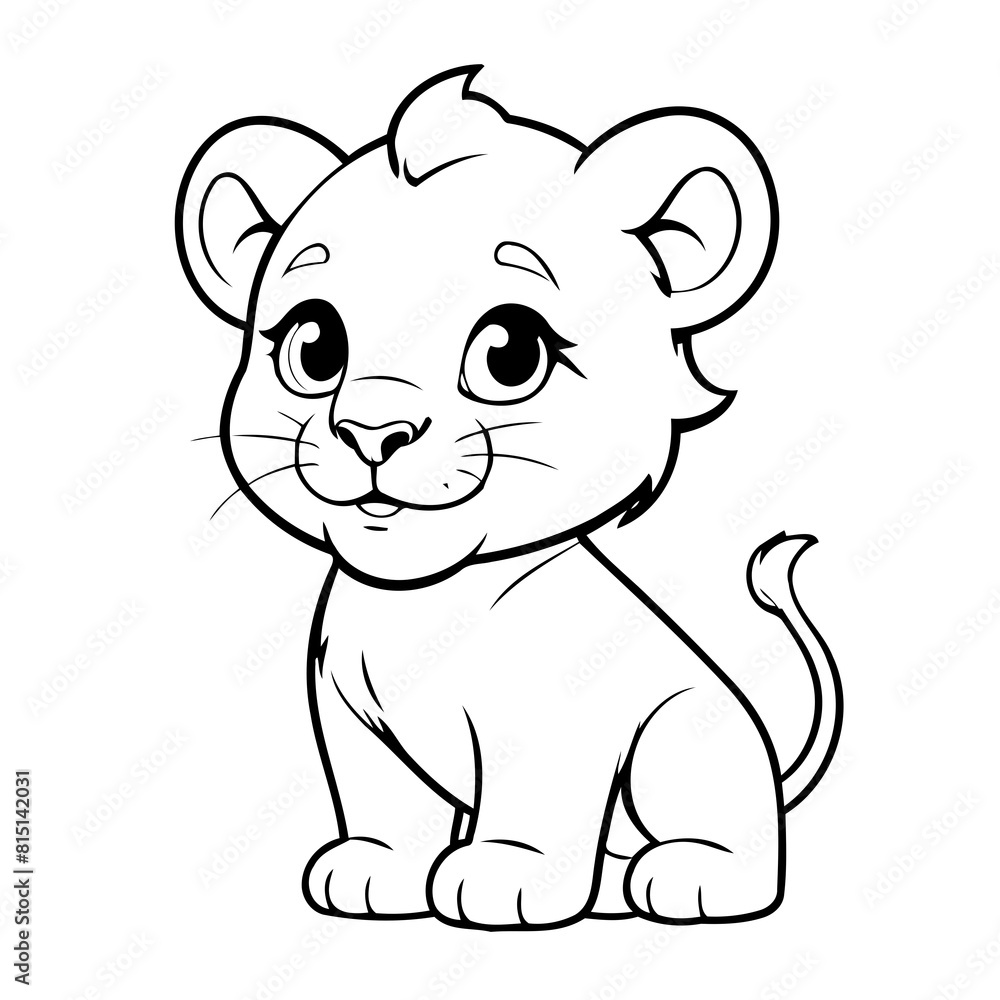Simple vector illustration of Lion colouring page for kids Simple vector illustration of Lion colouring page for kids
