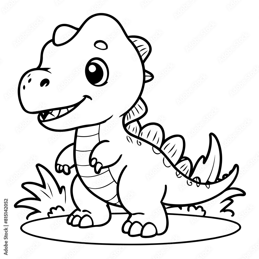 Cute vector illustration Dino drawing for children page