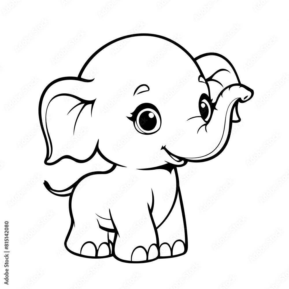 Obraz premium Simple vector illustration of Elephant hand drawn for kids coloring page