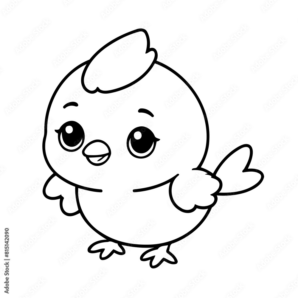 Obraz premium Simple vector illustration of Kawaii drawing for kids colouring page