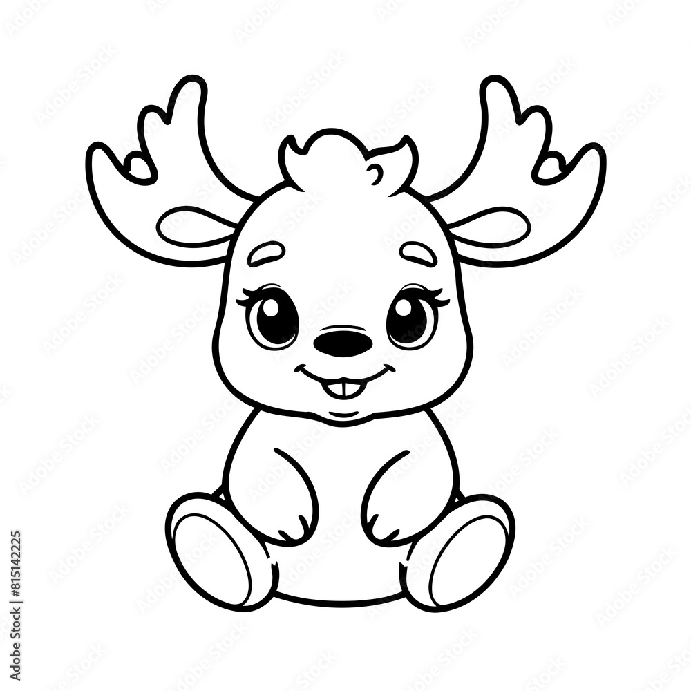 Cute vector illustration Moose drawing for kids page Cute vector illustration Moose drawing for kids page