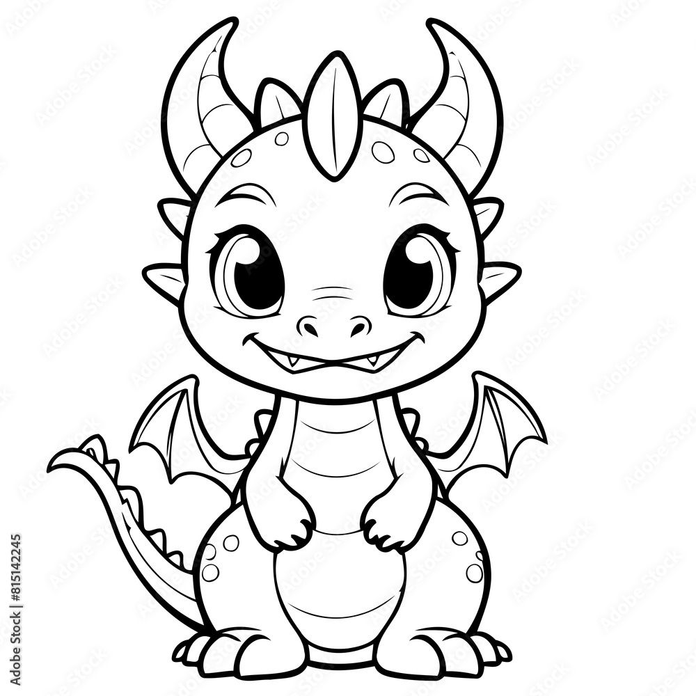 Simple vector illustration of Dragon outline for colouring page Simple vector illustration of Dragon outline for colouring page