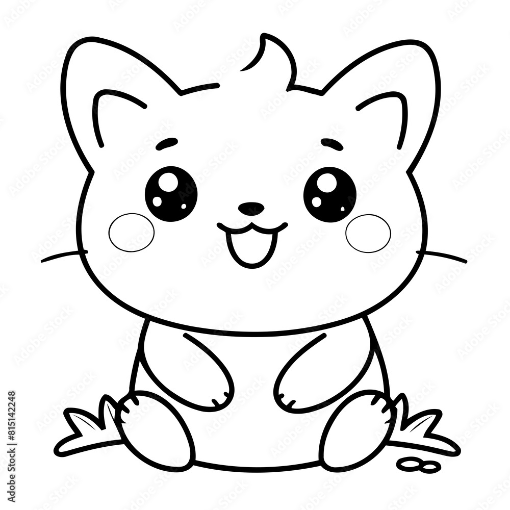 Vector illustration of a cute Kawaii drawing for toddlers coloring activity Vector illustration of a cute Kawaii drawing for toddlers coloring activity