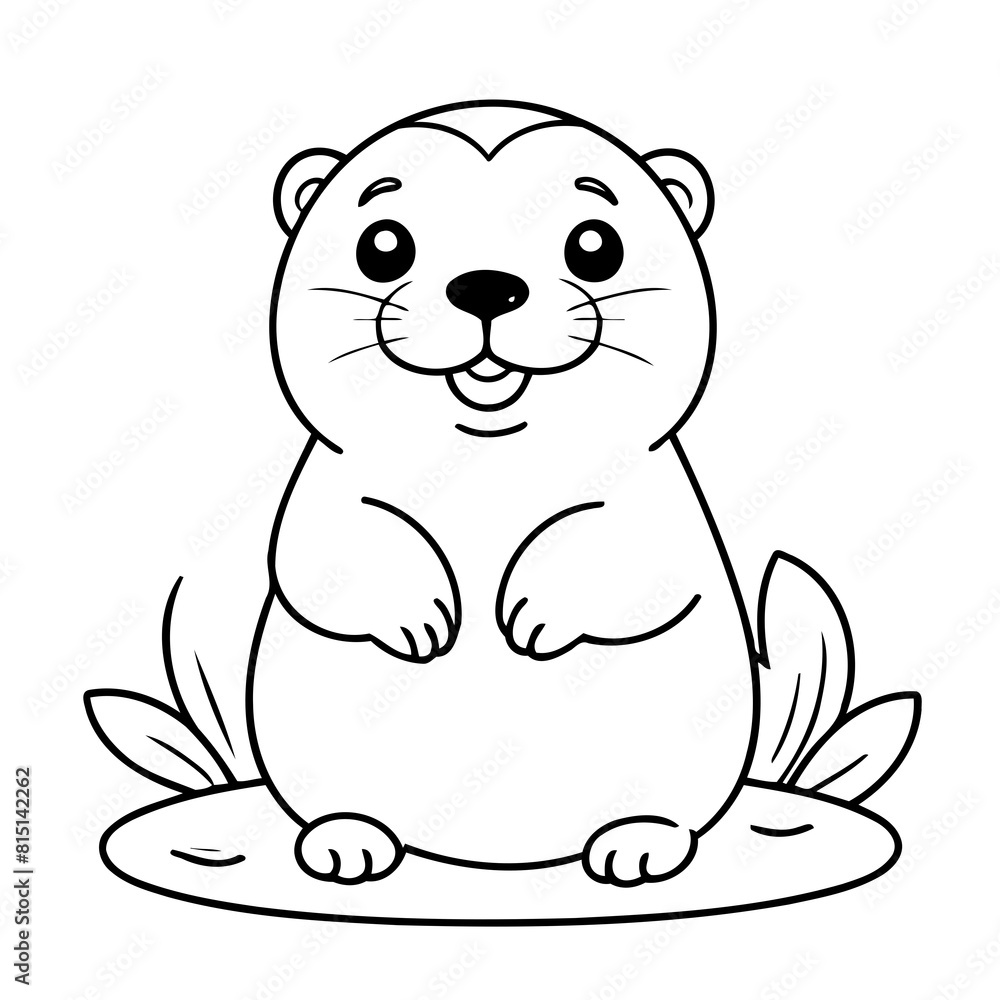 Vector illustration of a cute Otter drawing for kids colouring activity Vector illustration of a cute Otter drawing for kids colouring activity