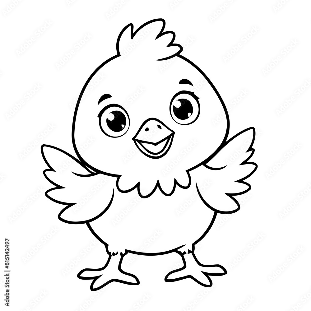 Vector illustration of a cute Chicken doodle colouring activity for kids Vector illustration of a cute Chicken doodle colouring activity for kids