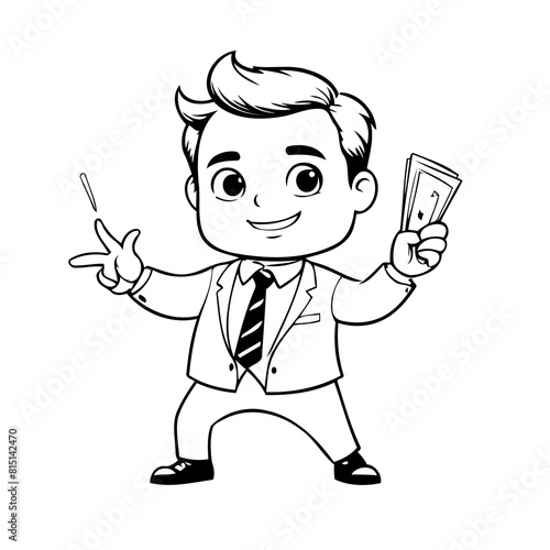 Vector illustration of a cute Businessman doodle for toddlers worksheet