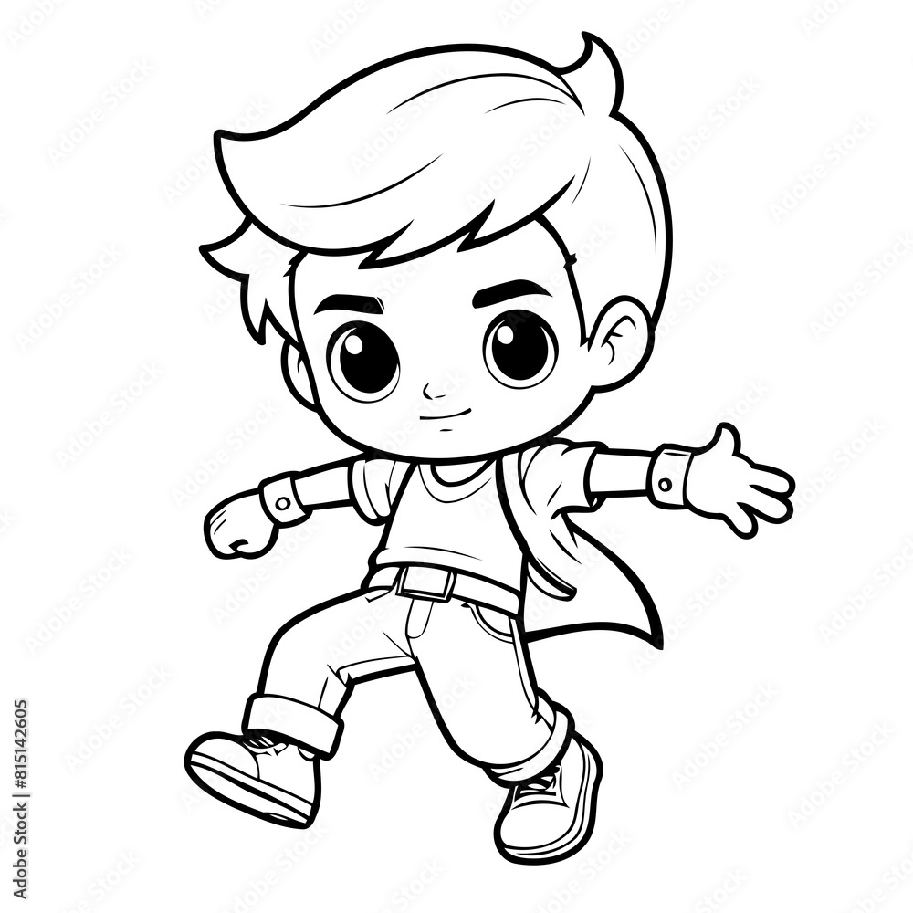 Simple vector illustration of Boy hand drawn for kids page Simple vector illustration of Boy hand drawn for kids page