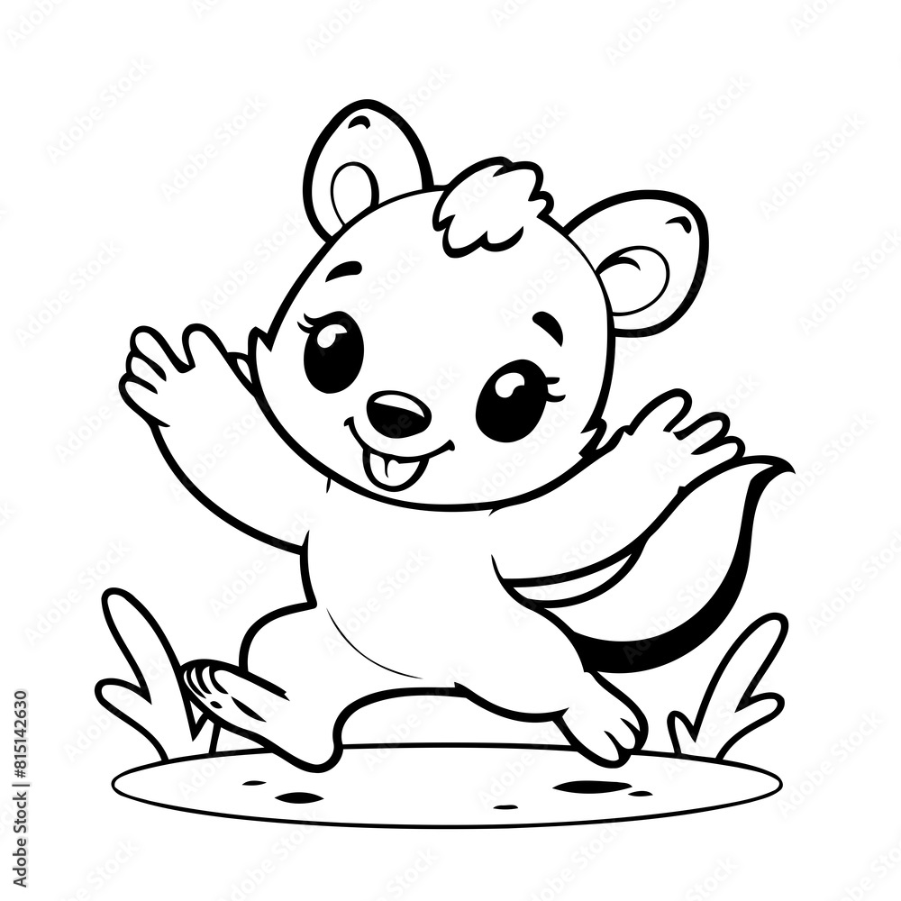 Vector illustration of a cute Skunk drawing for toddlers coloring activity Vector illustration of a cute Skunk drawing for toddlers coloring activity