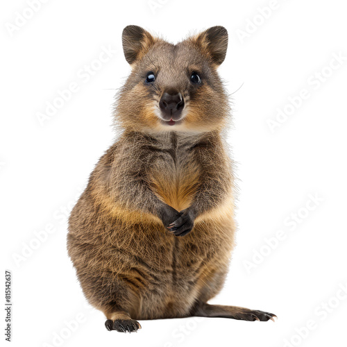 A small kangaroo sits in front of a plain Png background, a Beaver Isolated on a whitePNG Background © Iftikhar alam