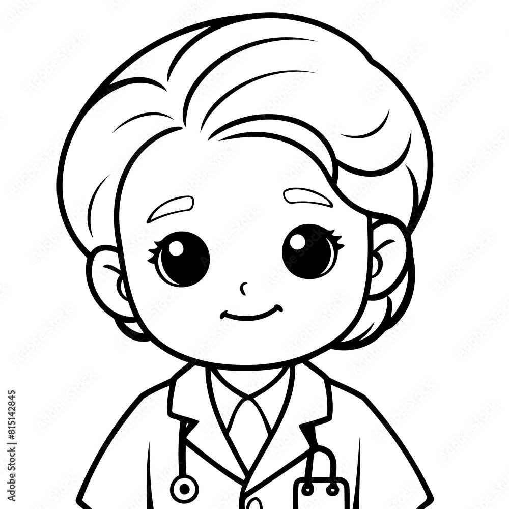 Cute vector illustration Doctor for kids colouring worksheet Cute vector illustration Doctor for kids colouring worksheet