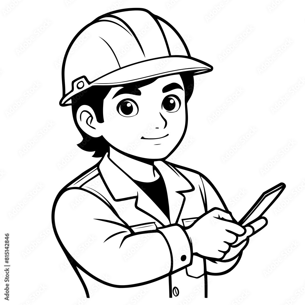 Vector illustration of a cute Foreman doodle for toddlers worksheet Vector illustration of a cute Foreman doodle for toddlers worksheet