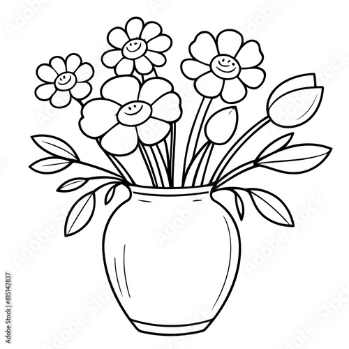 Vector illustration of a cute Flowers doodle for children worksheet