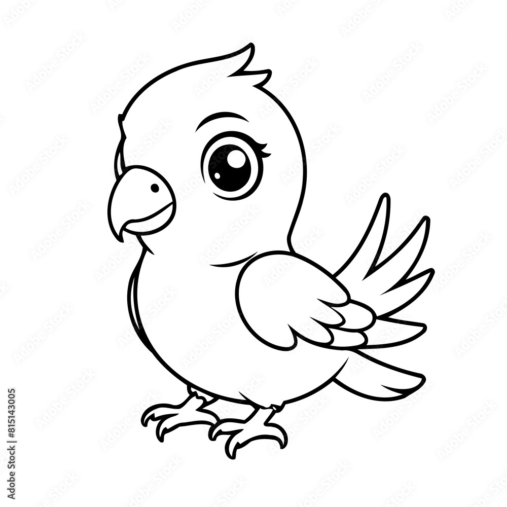 Cute vector illustration Parrot drawing colouring activity Cute vector illustration Parrot drawing colouring activity