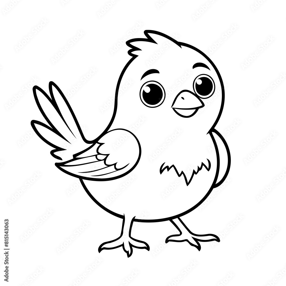 Fototapeta premium Cute vector illustration Bird doodle for children worksheet