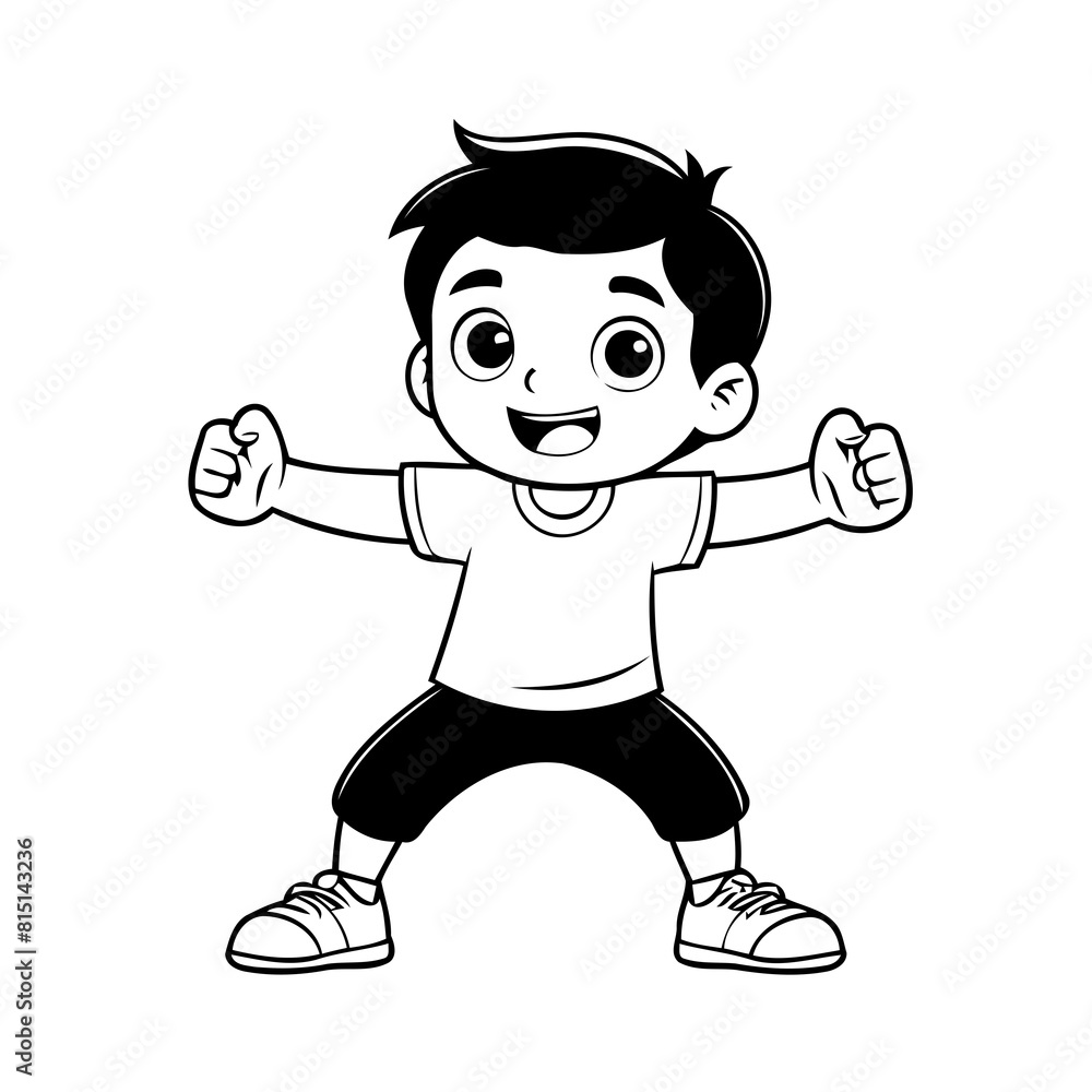Cute vector illustration Boy drawing for toddlers book Cute vector illustration Boy drawing for toddlers book