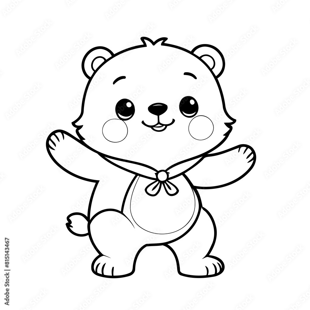 Obraz premium Cute vector illustration Bear drawing for children page