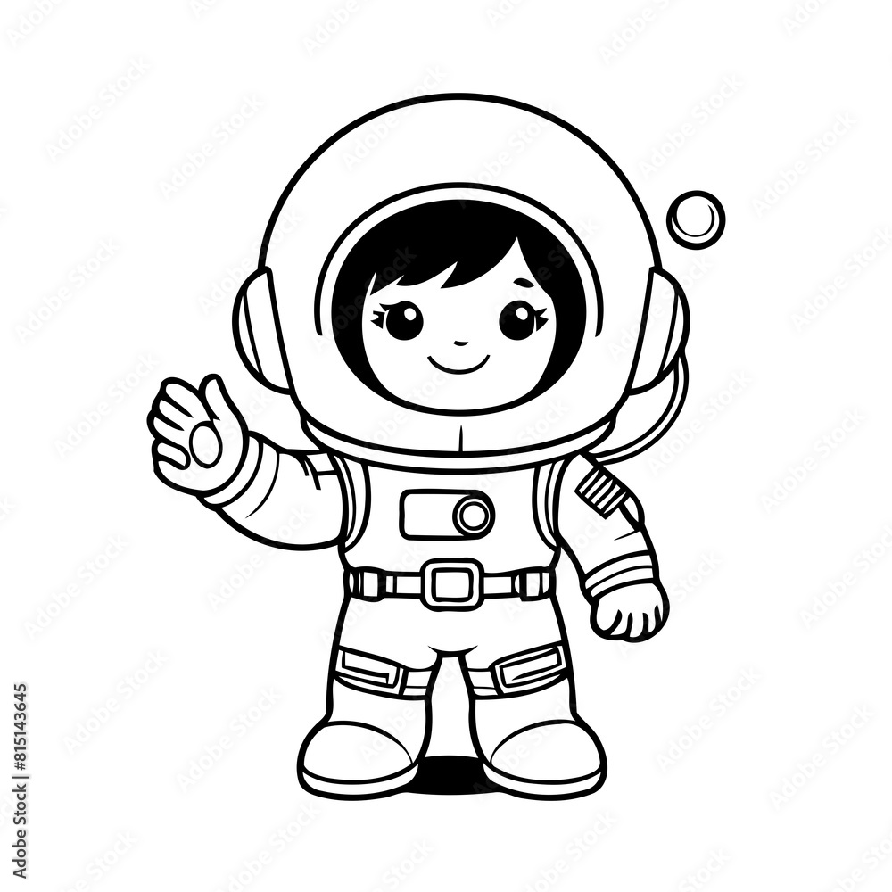 Simple vector illustration of Astronaut hand drawn for kids coloring page Simple vector illustration of Astronaut hand drawn for kids coloring page