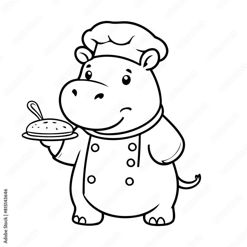 Cute vector illustration Hippo hand drawn for toddlers Cute vector illustration Hippo hand drawn for toddlers