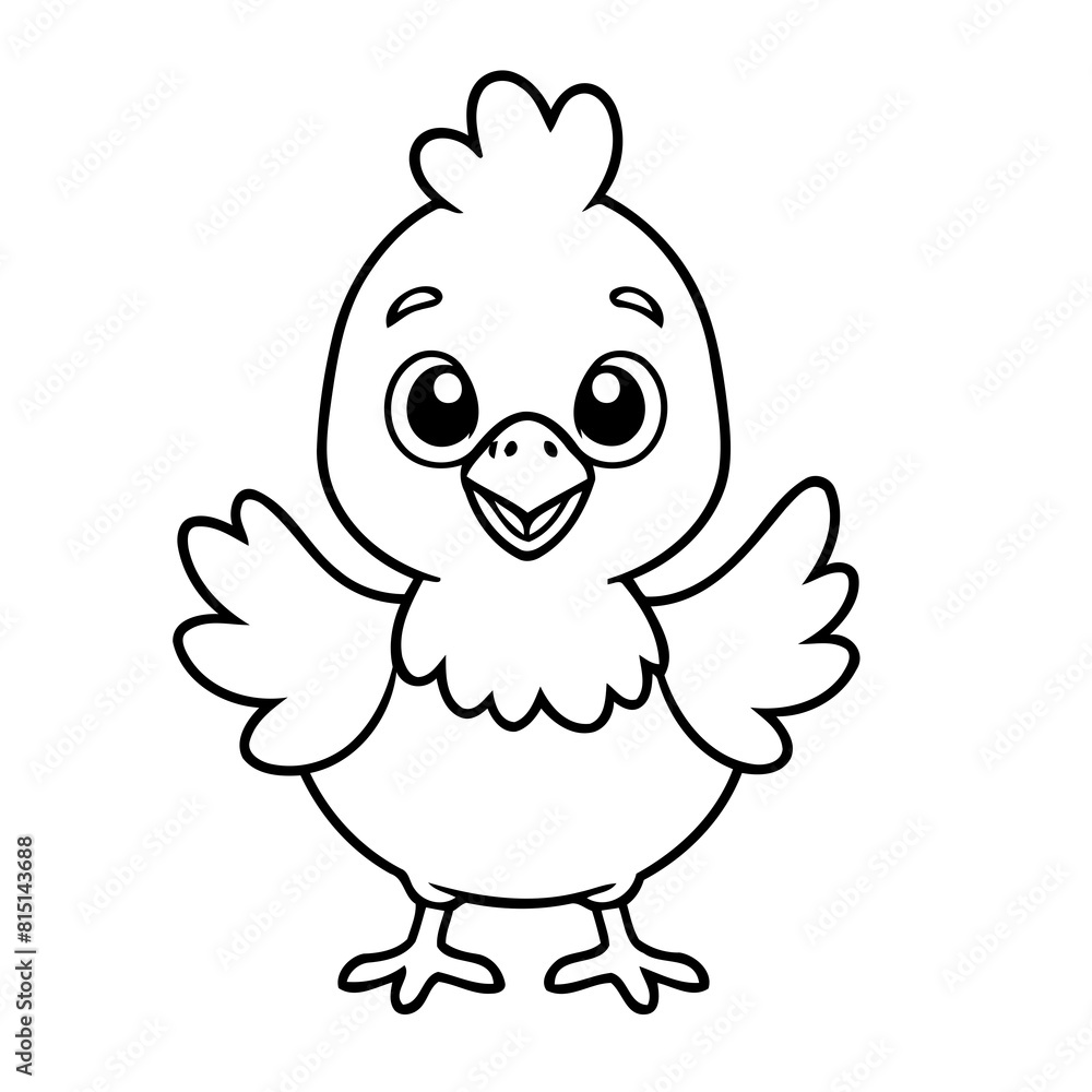 Fototapeta premium Cute vector illustration Chicken for toddlers colouring page