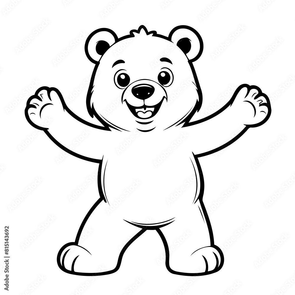 Obraz premium Vector illustration of a cute Bear doodle for children worksheet