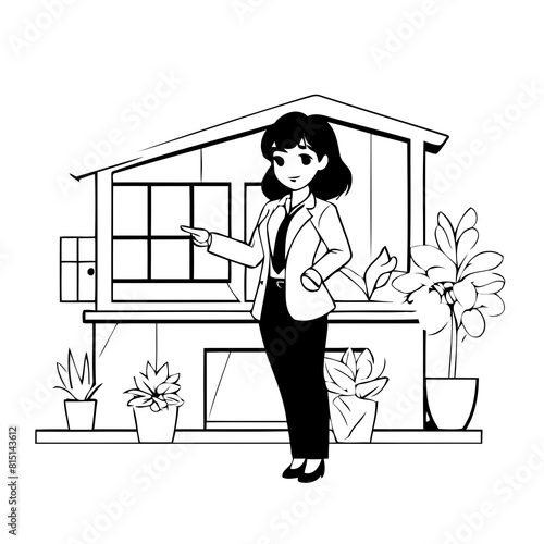 Vector illustration of a cute EstateAgent doodle for children worksheet photo