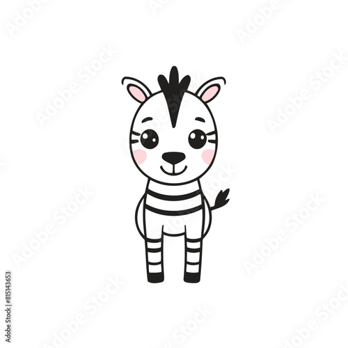 Cute vector illustration Zebra for kids colouring page