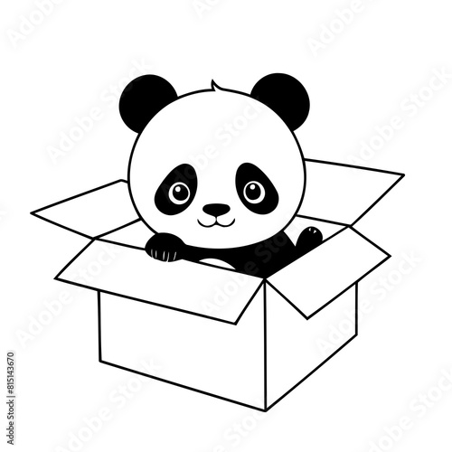 Vector illustration of a cute Panda drawing for toddlers coloring activity