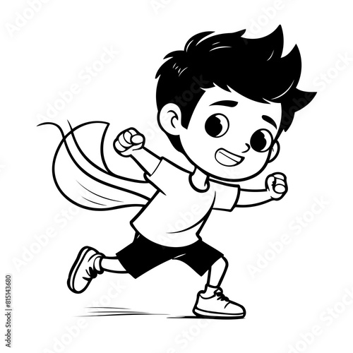 Simple vector illustration of Boy drawing for toddlers colouring page