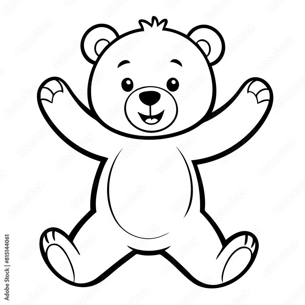 Fototapeta premium Cute vector illustration Bear for kids coloring activity page