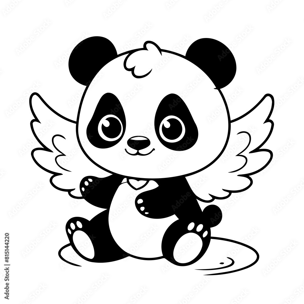 Naklejka premium Cute vector illustration Panda doodle for kids coloring worksheet