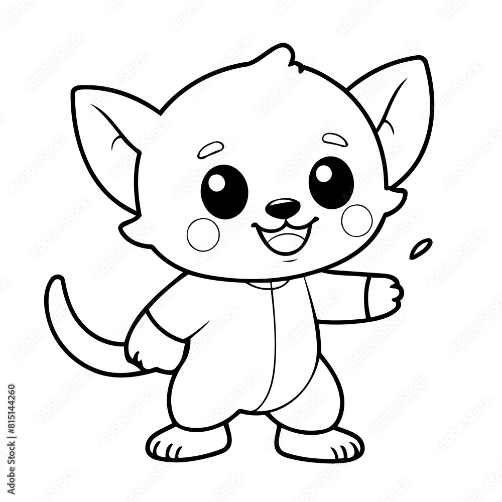 Fototapeta premium Simple vector illustration of Kawaii for children colouring activity