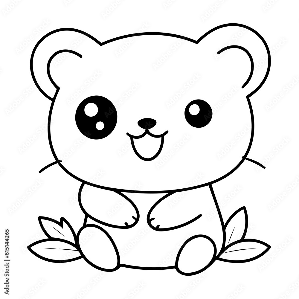 Obraz premium Cute vector illustration Kawaii for toddlers colouring page