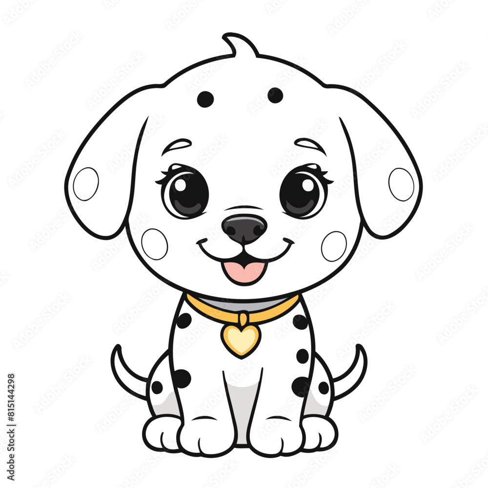 Cute vector illustration Dalmatian drawing for kids colouring page Cute vector illustration Dalmatian drawing for kids colouring page