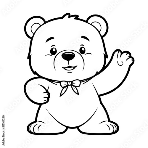 Cute vector illustration Bear drawing for kids page