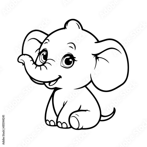 Vector illustration of a cute Elephant drawing for kids colouring page