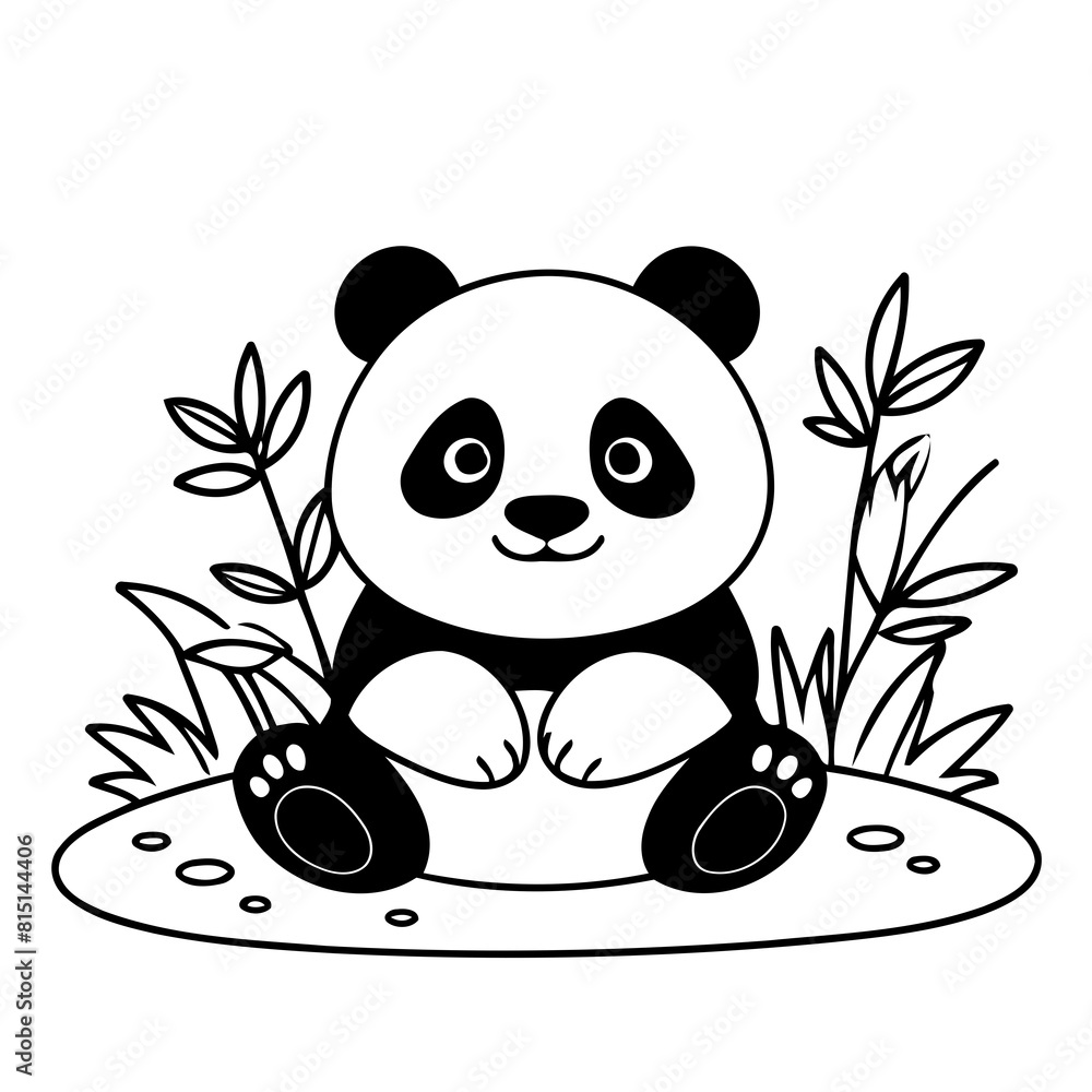 Vector illustration of a cute Panda doodle for kids colouring page Vector illustration of a cute Panda doodle for kids colouring page