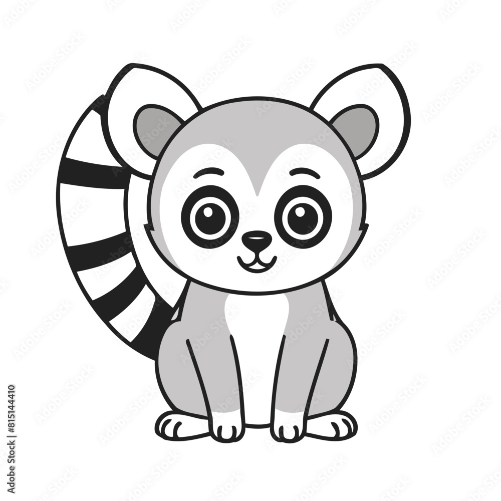Simple vector illustration of Lemur drawing for toddlers book Simple vector illustration of Lemur drawing for toddlers book