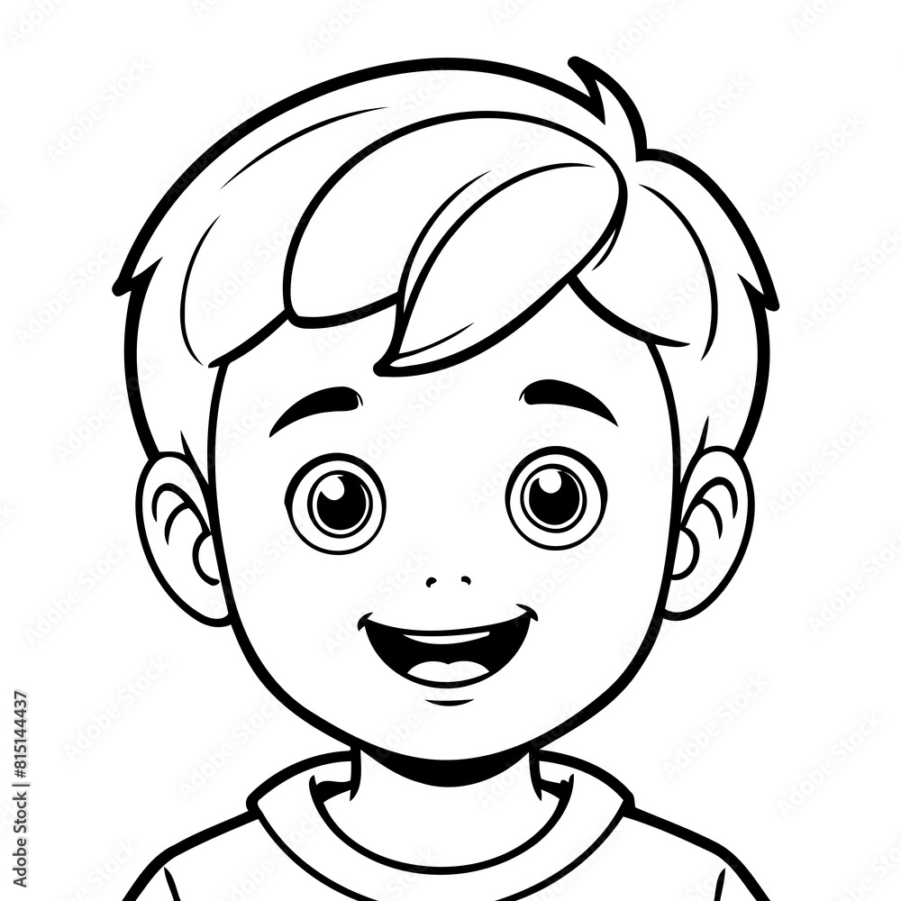 Simple vector illustration of Boy drawing for kids page Simple vector illustration of Boy drawing for kids page
