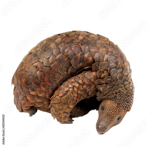 A pangolin, a scaly mammal, stands on a plain Png background, a pangolin isolated on transparent background © Iftikhar alam