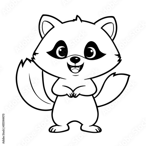 Cute vector illustration Raccoon drawing for toddlers book