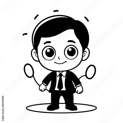 Cute vector illustration Businessman drawing for kids page