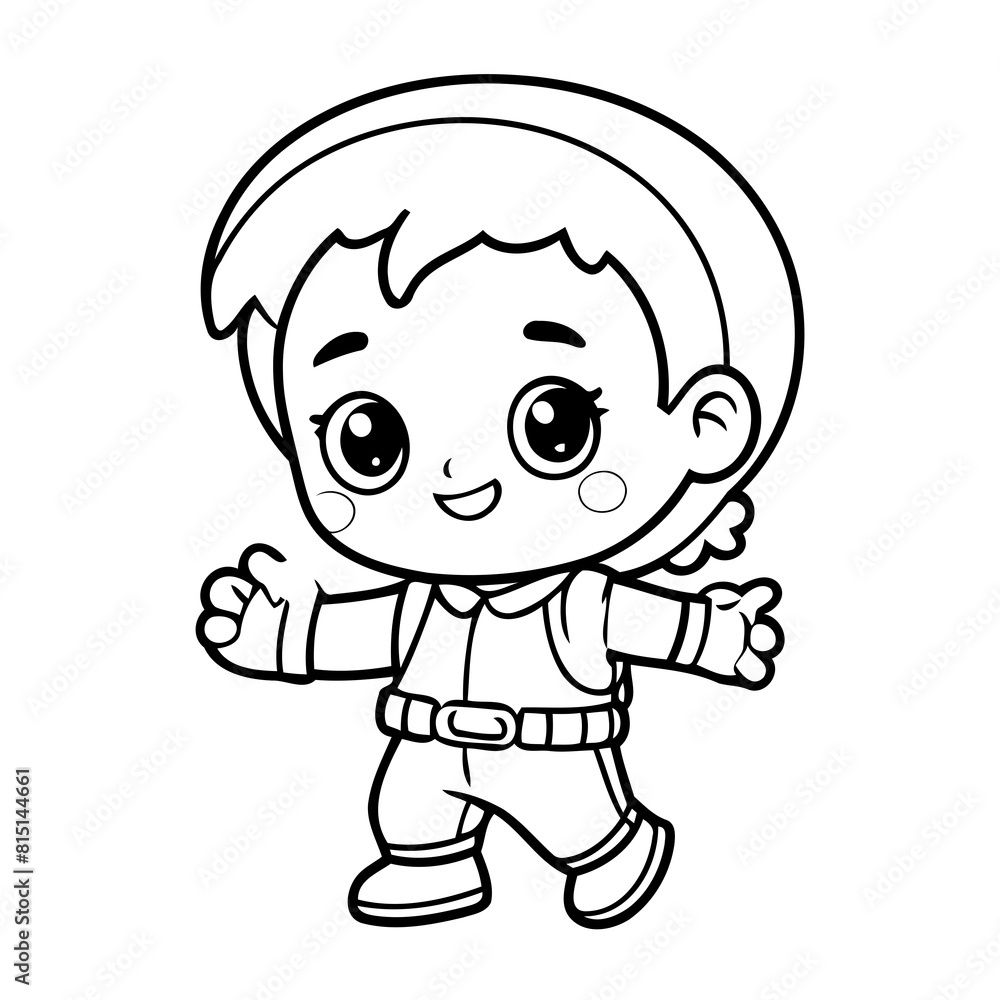 Vector illustration of a cute Kawaii doodle colouring activity for kids Vector illustration of a cute Kawaii doodle colouring activity for kids