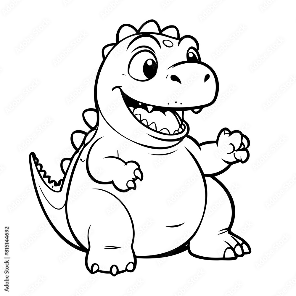 Fototapeta premium Vector illustration of a cute Dino drawing for toddlers colouring page